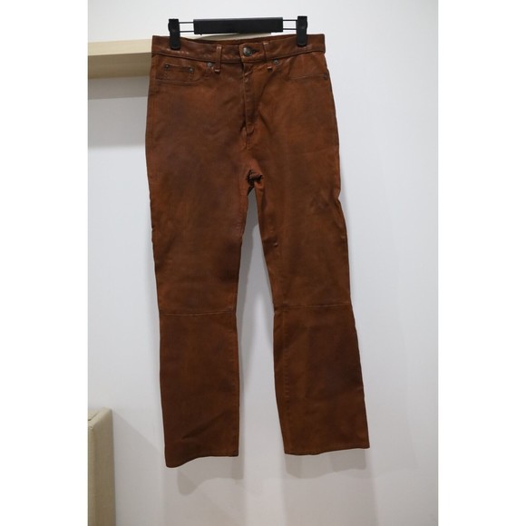 rag & bone Pants - Rag & Bone Womens Sz 30 Hana Lamb Leather Pants Brown Highrise Crop Wide Leg